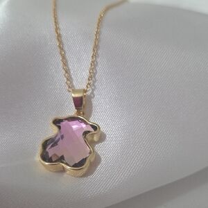 18k Gold Filled Gold Necklace with Pink Pendant